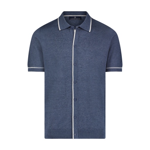Melange Indigo Knit Polo Clotheshorse Menswear Melange indigo knit polo clotheshorse menswear